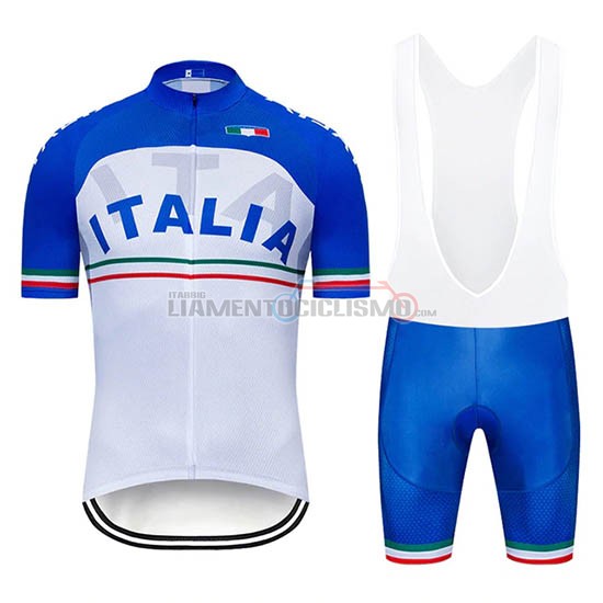 Abbigliamento Ciclismo Italia Manica Corta 2019 Bianco Blu